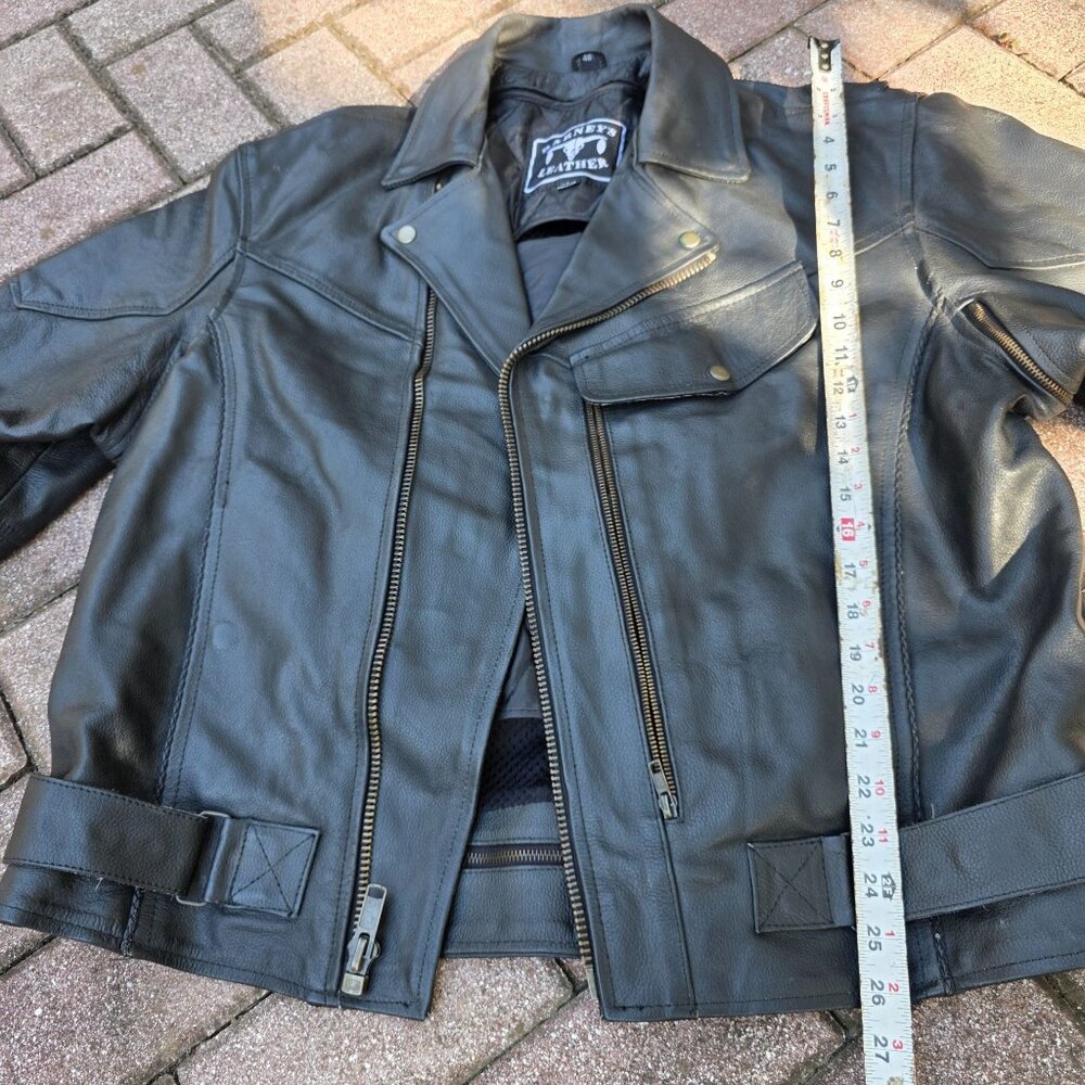 Vintage Motorcycle Jacket Barneys Leather Womens Sz 48 Black Thinsulate Zipped - Picture 3 of 12